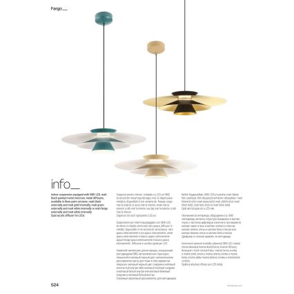 Redo 01-3003 - LED-rippvalgusti FARGO, juhtmega, 16,5 W, 230 V, CRI 90, läbimõõt 50 cm, beež/valge