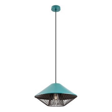 Redo 01-3006 - Rippvalgusti kaabliga GRILL 1xE27/42W/230V läbimõõt 39,6 cm must/türkiissinine