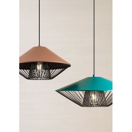 Redo 01-3006 - Rippvalgusti kaabliga GRILL 1xE27/42W/230V läbimõõt 39,6 cm must/türkiissinine