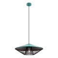 Redo 01-3010 - Ripatslühter kaablil GRILL 1xE27/42W/230V Ø 49,5 cm must/türkiissinine
