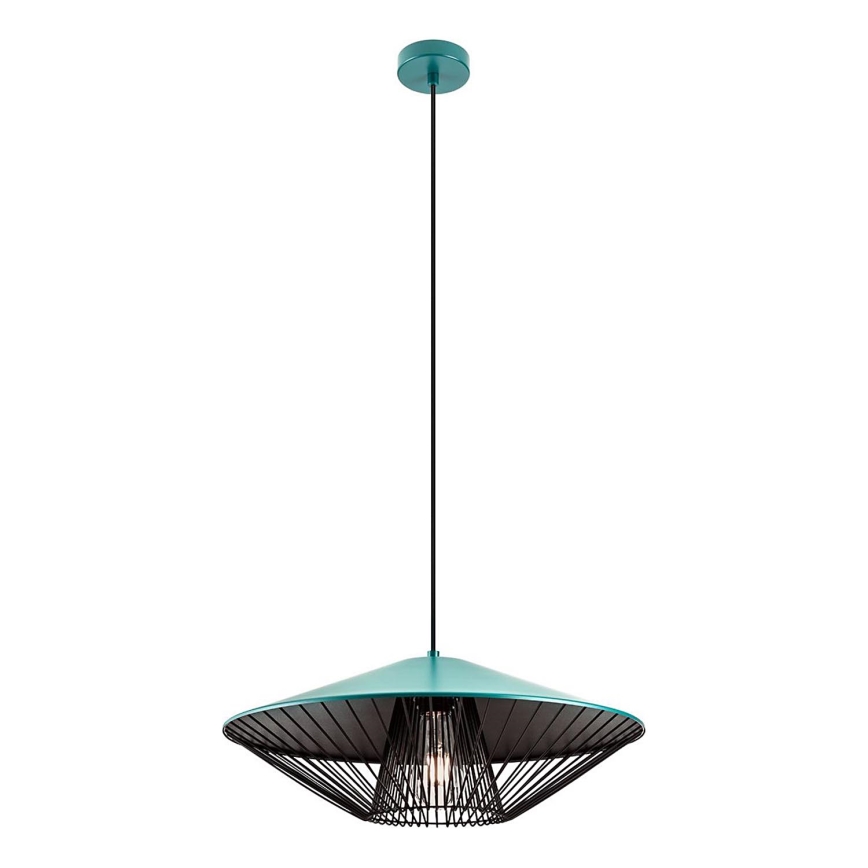 Redo 01-3010 - Ripatslühter kaablil GRILL 1xE27/42W/230V Ø 49,5 cm must/türkiissinine