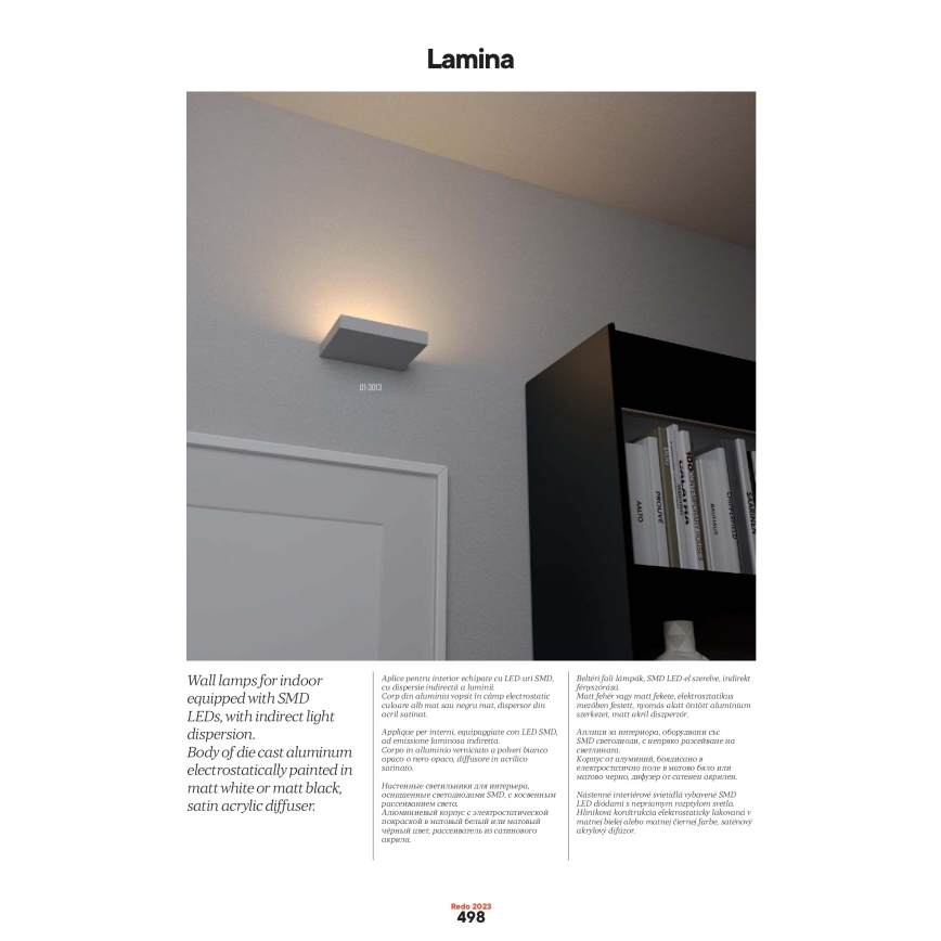 Redo 01-3016 - LED seinavalgusti LAMINA 2xLED/15W/230V CRI 90 must