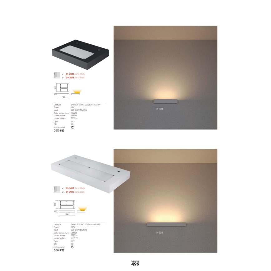 Redo 01-3016 - LED seinavalgusti LAMINA 2xLED/15W/230V CRI 90 must