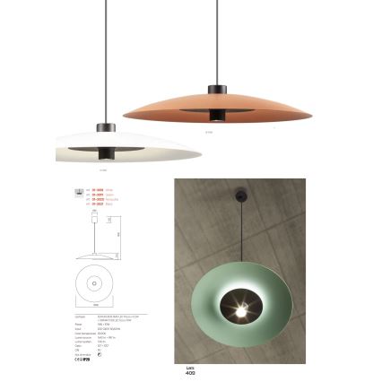 Redo 01-3019 - LED-rippvalgusti LARS kaabliga LED/14W/230V + LED/10W, läbimõõt 60 cm, CRI 90, roheline