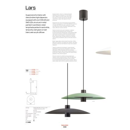 Redo 01-3021 - LARS LED-rippvalgusti kaablil LED/14W/230V + LED/10W Ø 60 cm CRI 90 must