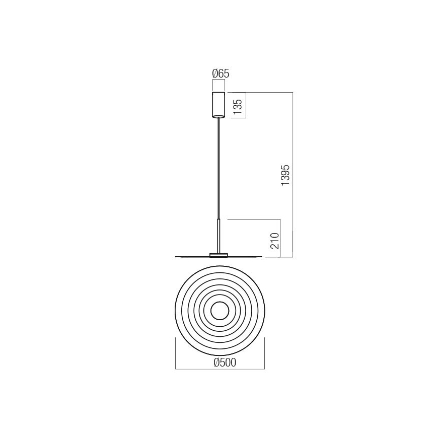 Redo 01-3047 - LED-kaabliga rippvalgusti LAKE LED/13W/230V CRI 90 läbimõõt 50 cm must
