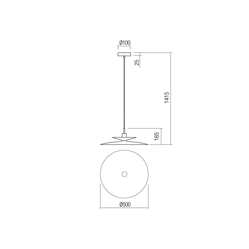Redo 01-3051 - Ripplühter GUNNAR kaabliga, 1xE27/42W/230V, läbimõõt 50 cm, must