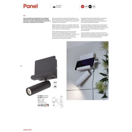 Redo 01-3083 - LED Kohtvalgusti seinale PANEL LED/3,5W/230V USB valge