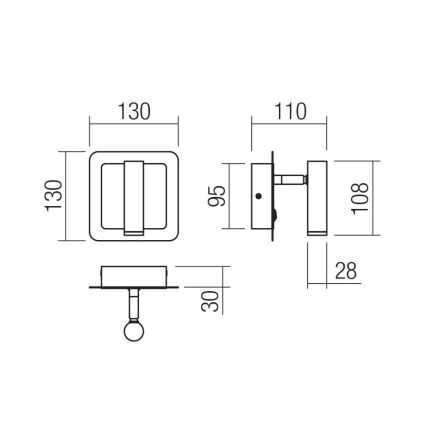 Redo 01-3092 - LED Kohtvalgusti seinale CLOSER LED/6W/230V must