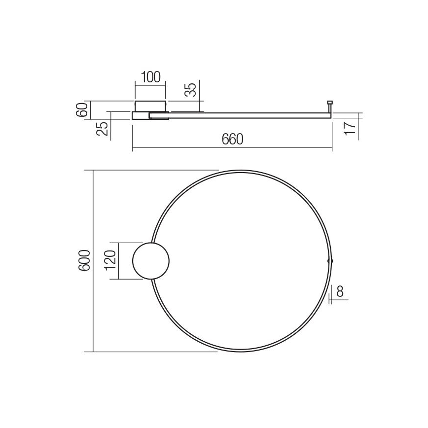 Redo 01-3103 - LED Seinavalgusti ATOM LED/20W/230V d. 60 cm