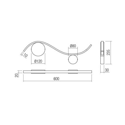 Redo 01-3109 - LED Seinavalgusti WAVE LED/9W/230V messing