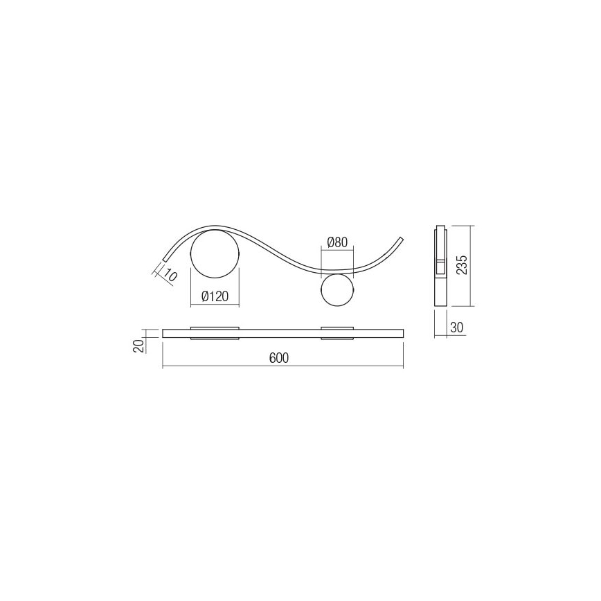 Redo 01-3109 - LED Seinavalgusti WAVE LED/9W/230V messing