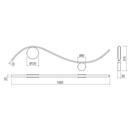 Redo 01-3112 - LED Seinavalgusti WAVE LED/11W/230V messing