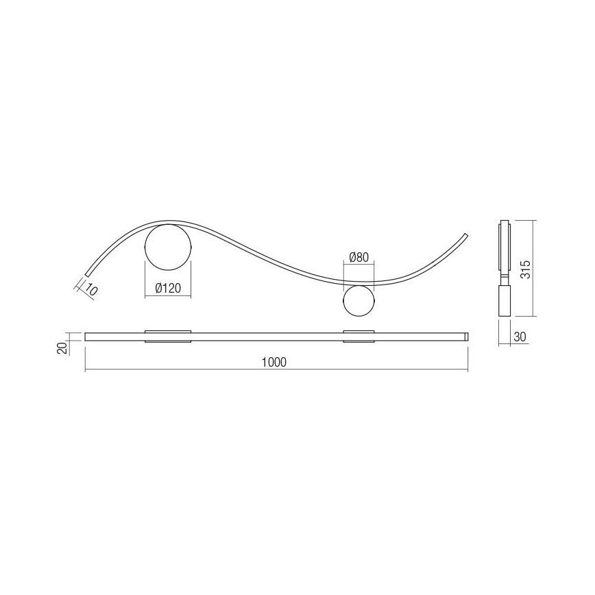 Redo 01-3112 - LED Seinavalgusti WAVE LED/11W/230V messing