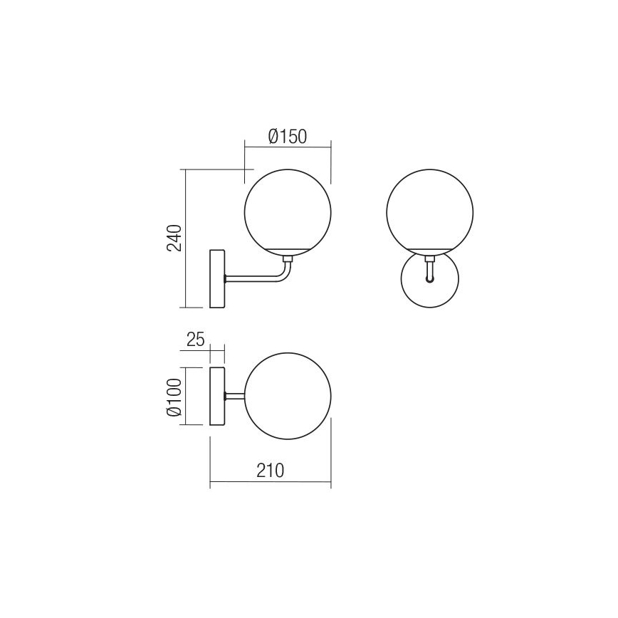 Redo 01-3147 - Seinavalgusti BOWLING 1xE27/42W/230V kuldne