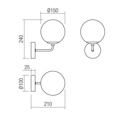 Redo 01-3148 - Seinavalgusti BOWLING 1xE27/42W/230V must