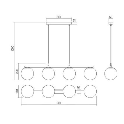 Redo 01-3156 - Lühter BOWLING 4xE27/42W/230V must
