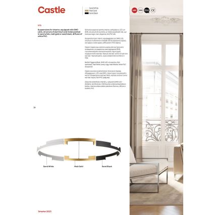 Redo 01-3172 - LED Hämardatav lühter CASTLE LED/36W/230V kuldne