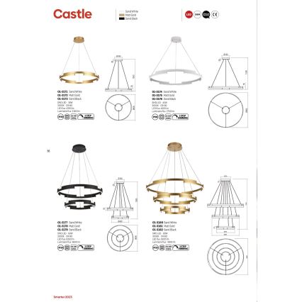 Redo 01-3172 - LED Hämardatav lühter CASTLE LED/36W/230V kuldne