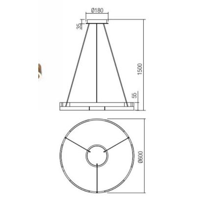 Redo 01-3172 - LED Hämardatav lühter CASTLE LED/36W/230V kuldne