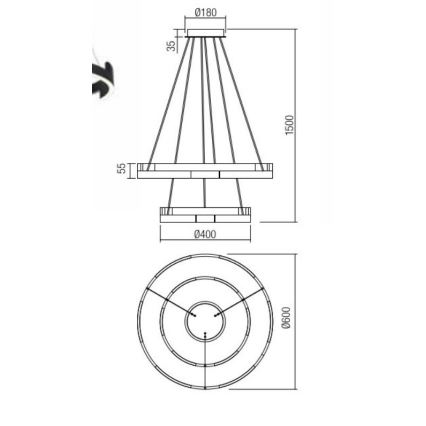 Redo 01-3178 - LED Hämardatav lühter CASTLE LED/60W/230V kuldne