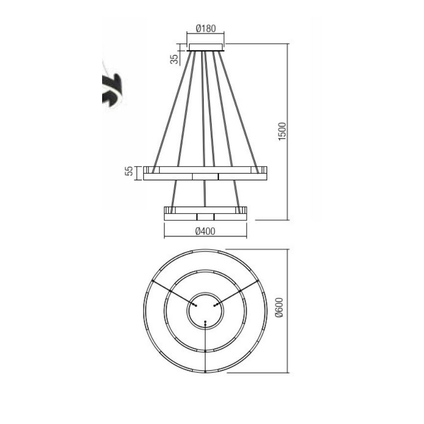 Redo 01-3178 - LED Hämardatav lühter CASTLE LED/60W/230V kuldne
