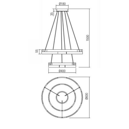 Redo 01-3179 - LED Hämardatav lühter CASTLE LED/60W/230V must