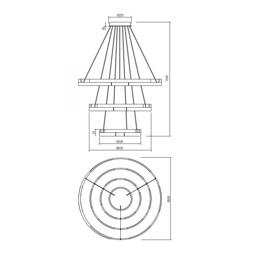 Redo 01-3181 - LED Hämardatav lühter CASTLE LED/80W/230V kuldne