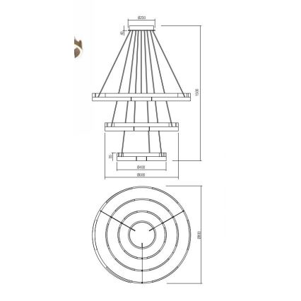 Redo 01-3182 - LED Hämardatav lühter CASTLE LED/80W/230V must