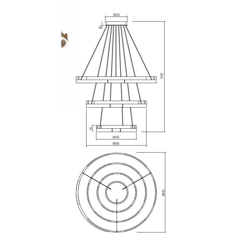 Redo 01-3182 - LED Hämardatav lühter CASTLE LED/80W/230V must