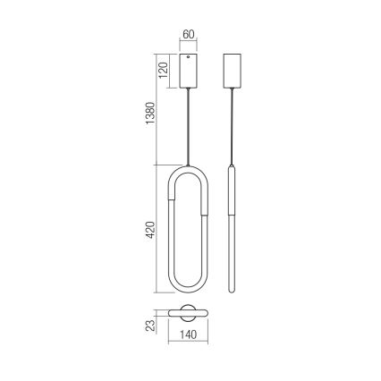 Redo 01-3184 - LED Hämardatav lühter LATIUM LED/9W/230V must