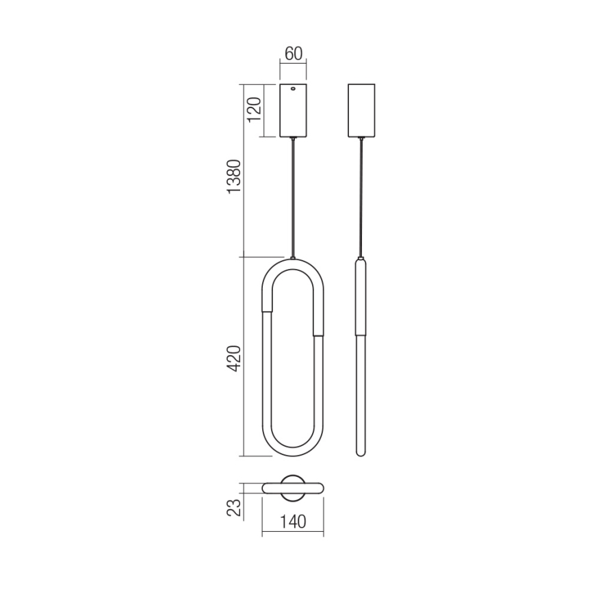 Redo 01-3184 - LED Hämardatav lühter LATIUM LED/9W/230V must