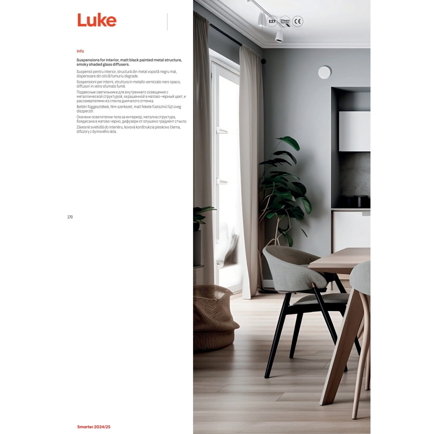 Redo 01-3197 - Lühter LUKE 3xE27/42W/230V d. 46 cm must
