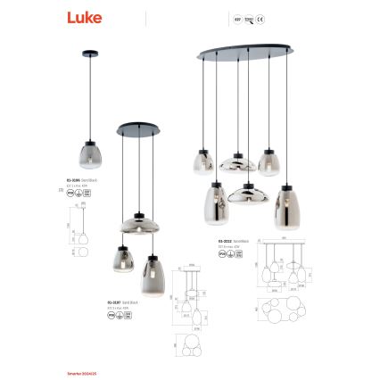 Redo 01-3197 - Lühter LUKE 3xE27/42W/230V d. 46 cm must