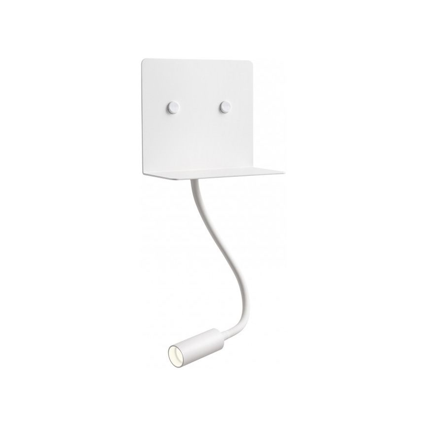 Redo 01-3210 - LED Seinavalgusti koos flexible väike lamp MOKA LED/6W + LED/3W/230V USB CRI90 valge
