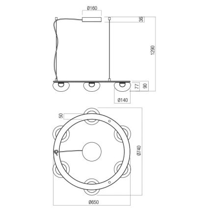 Redo 01-3247- LED Hämardatav lühter SINCLAIR LED/37,2W/230V CRI 93 IP21 kuldne