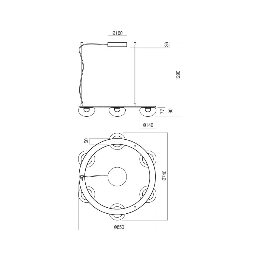 Redo 01-3247- LED Hämardatav lühter SINCLAIR LED/37,2W/230V CRI 93 IP21 kuldne