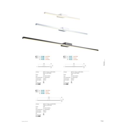 Redo 01-3268 - LED Peeglivalgustus vannituppa ASTON LED/12W/230V 60 cm CRI 90 IP44 valge