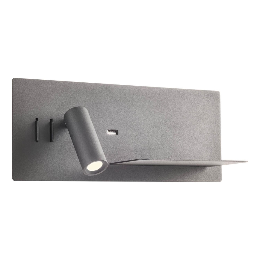 Redo 01-3316 - LED Kohtvalgusti seinale BROOK LED/8W/230V + LED/3W USB CRI 90 must parem