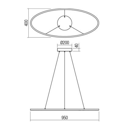 Redo 01-3337 - LED hämardatav lühter köisriputusega LEO LED/48W/230V 3000/4000K CRI 90 40x95 cm valge