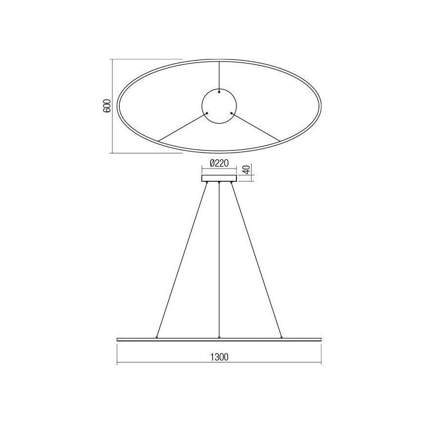 Redo 01-3341 - hämardatav LED-rippvalgusti kaablil LEO LED/67W/230V 3000/4000K CRI 90 60x130 cm pronks