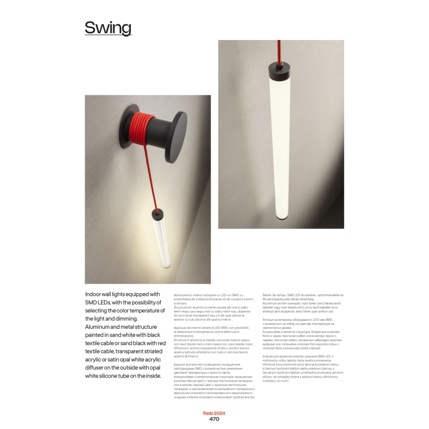 Redo 01-3361 - hämardatav seinavalgusti SWING LED/9W/230V 3000/4000K CRI 90 valge