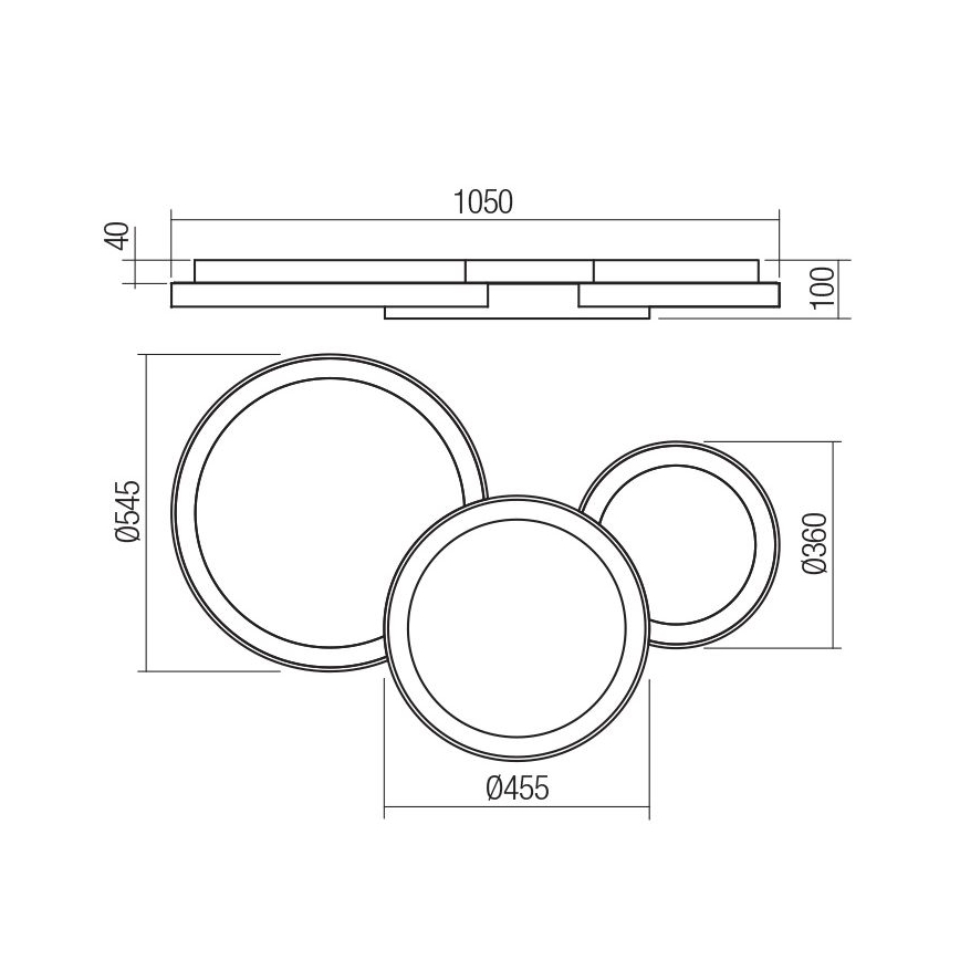 Redo 01-3375 - LED Hämardatav laevalgusti COMBI LED/72W/230V 3000/4000/6000K CRI98 must