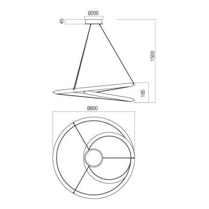 Redo 01-3376 - LED-hämardatav ripp-lühter köiel STORM LED/60W/230V 3000/4000/6000K CRI 90 läbimõõt 80 cm valge