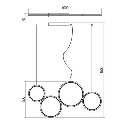 Redo 01-3384 - LED Hämardatav lühter ATHENA LED/40W/230V 3000/4000/6000K CRI98 must