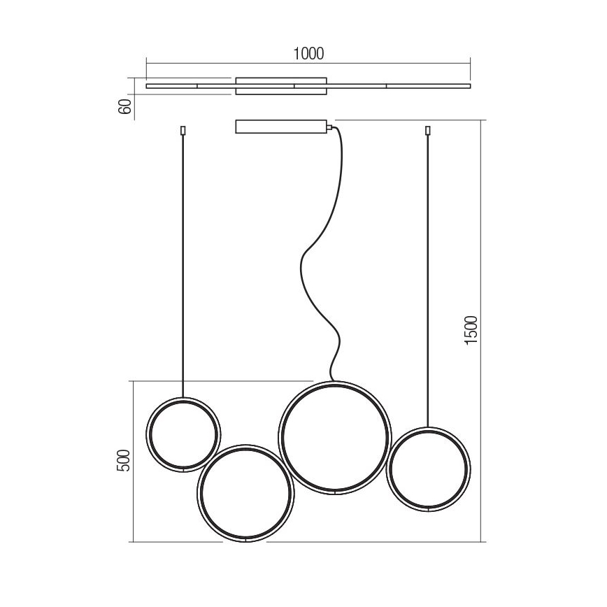 Redo 01-3384 - LED Hämardatav lühter ATHENA LED/40W/230V 3000/4000/6000K CRI98 must