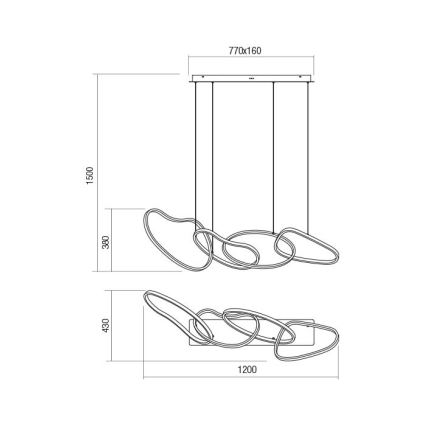 Redo 01-3389 - LED hämardatav rippvalgusti kaabliga BIAS LED/90W/230V 3000/4500/6500K CRI 90 kuldne
