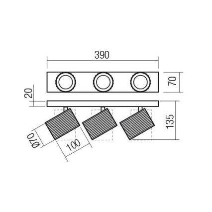 Redo 01-3405 - kohdevalgusti DELPHI 3xGU10/7W/230V kuldne