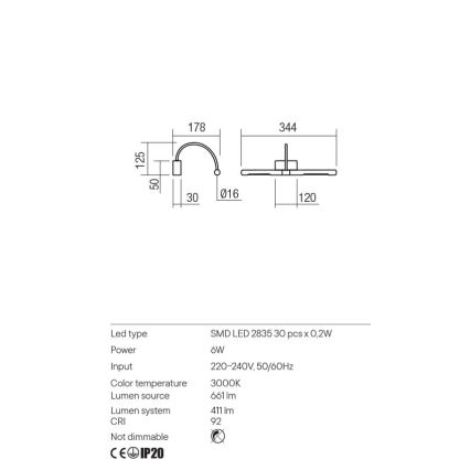 Redo 01-3464 - LED Pildivalgusti KENDO LED/6W/230V 34,4 cm CRI 92 valge