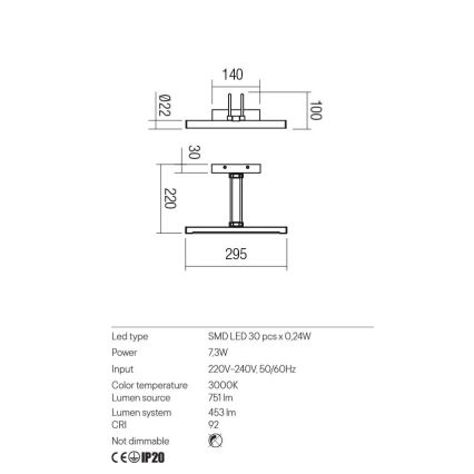 Redo 01-3468 - LED Pildivalgusti IKON LED/7,3W/230V 29,5 cm CRI 92 valge